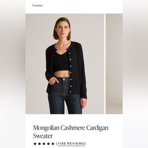 Quince Black Mongolian Cashmere Cardigan Sweater
